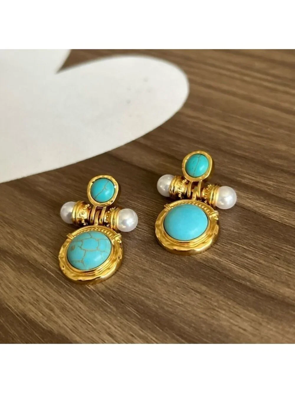 Gold and Turquoise Earrings Q424